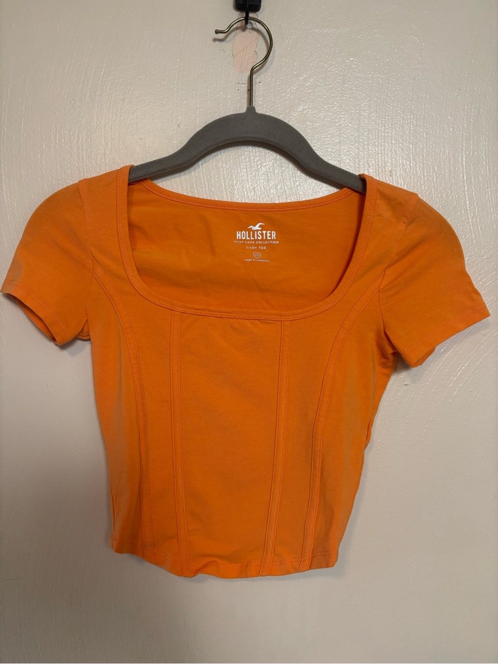 Hollister Must Have Collection Baby Tee Corset Orange Size XXS Cotton Elastane